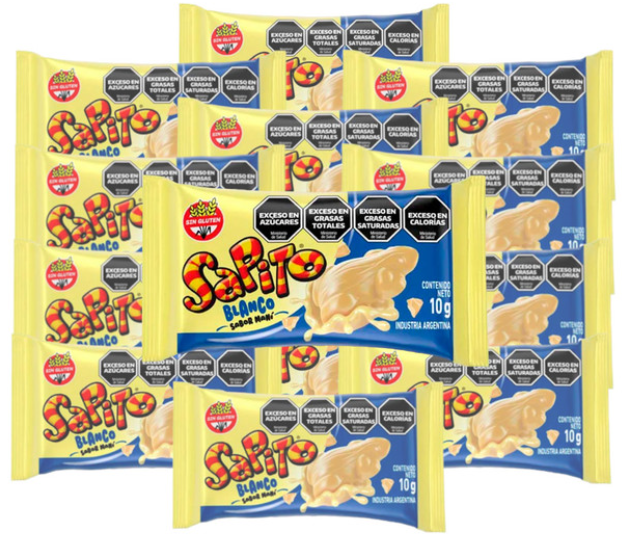Sapito white chocolate vanilla candy from Argentina – nostalgic gluten-free treat shaped like a frog, available online with international shipping.