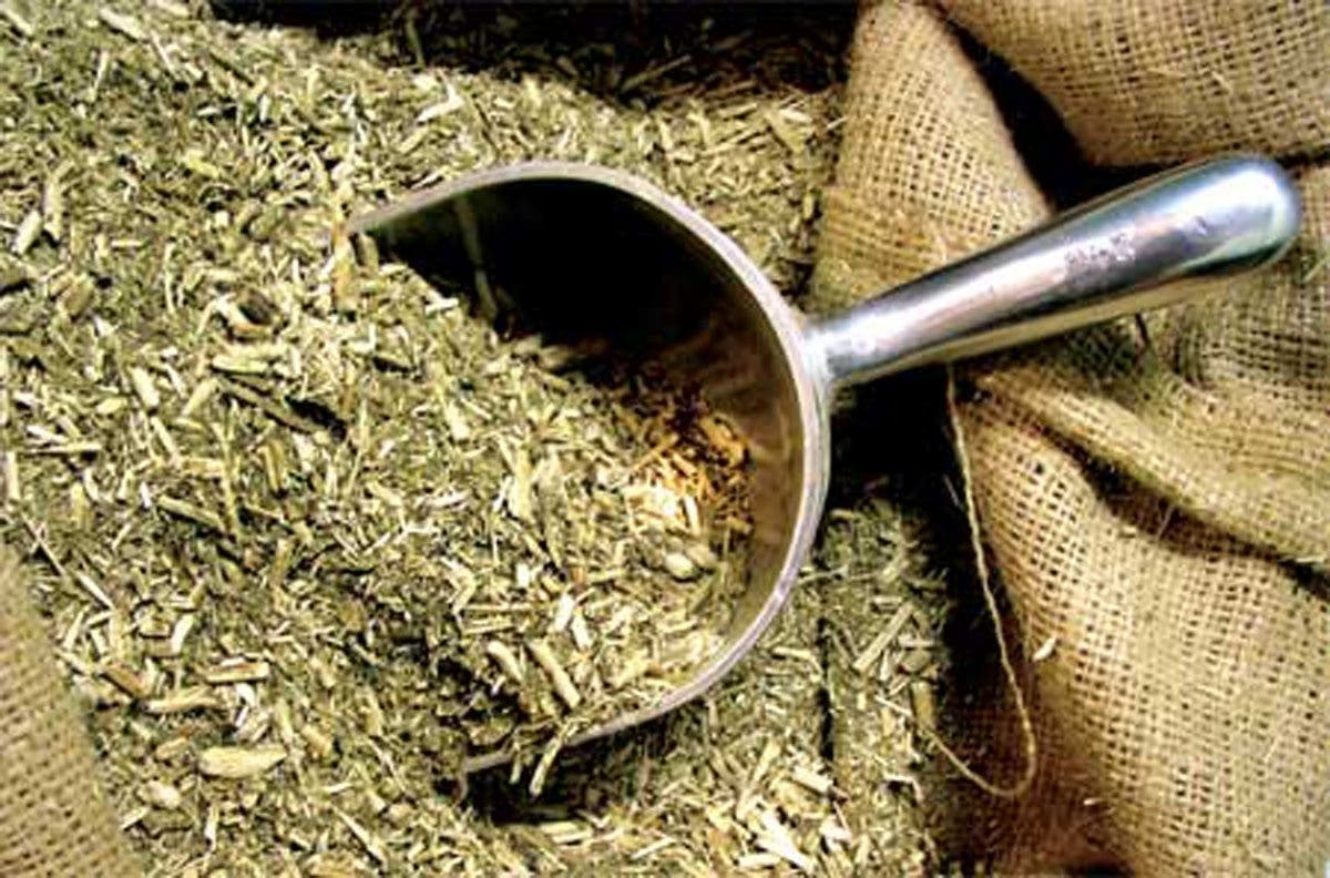 Yerba mate argentina con hojas y palos, lista para envasar y consumir